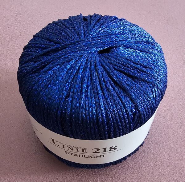 ONline Linie 218 Starlight, 50g Häkelgarn mit Glitzereffekt Fb. 07 blau