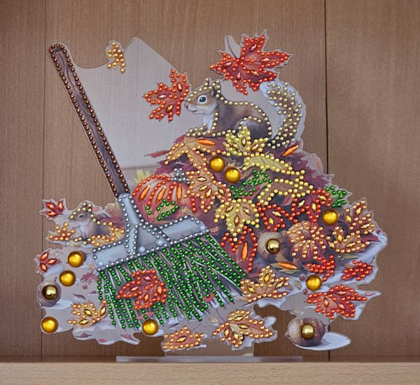 Deko Diamond Painting handmade Ornament aus Acryl, Motiv Herbst (fertig)