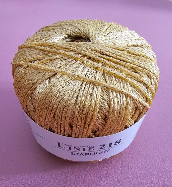 ONline Linie 218 Starlight, 50g Häkelgarn mit Glitzereffekt Fb. 02 gold