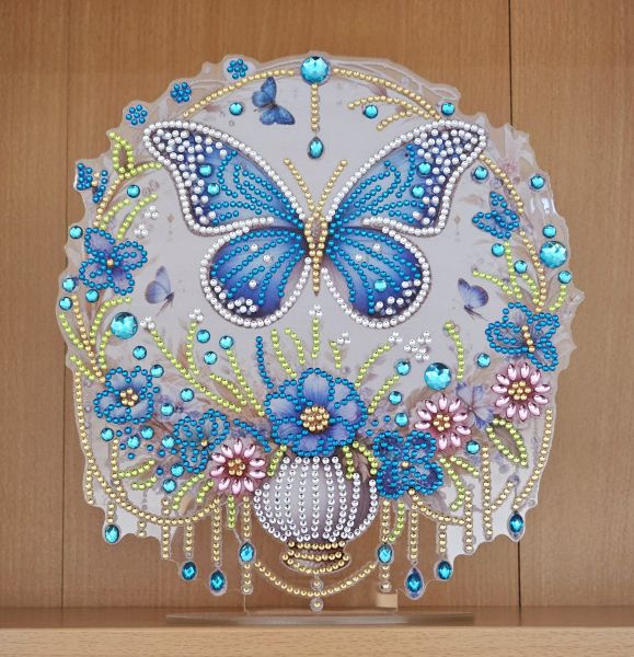 Deko Diamond Painting handmade Ornament aus Acryl, Motiv Schmetterling (fertig)