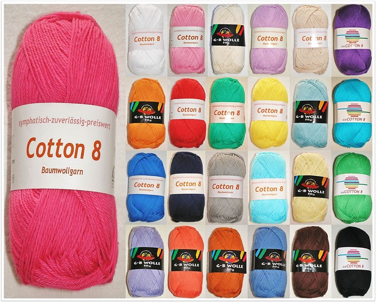 G-B Cotton 8, 50g Baumwollgarn, Basic- / Standardgarn, Wolle & Garne