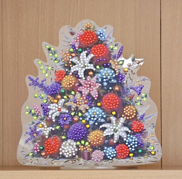 Deko Diamond Painting handmade Ornament aus Acryl, Motiv Blumen (fertig)